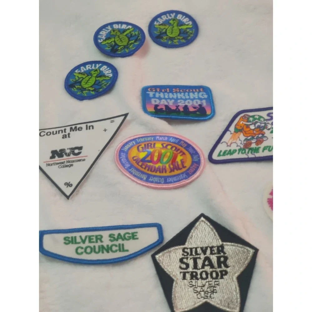 Vintage Girl Scouts Patch & Badge Lot Silver Star Troop Late 1990s - 2000